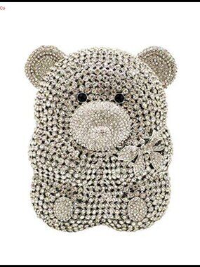 Bear Crystal Clutch Purses Evening Bag Rhinestone Formal Handbag